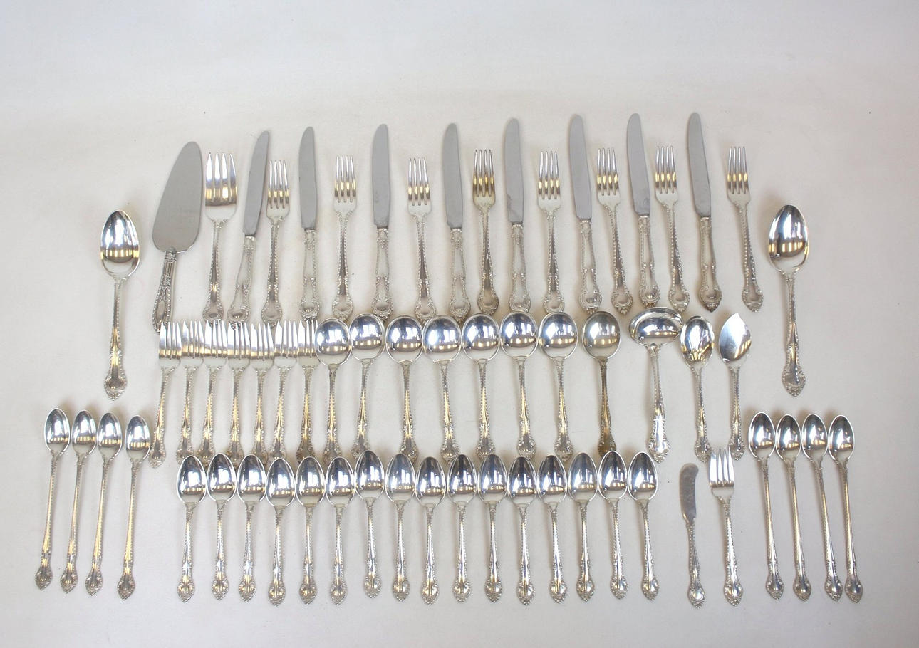 Gorham sterling silver bestick, engelska Gadroon (64).