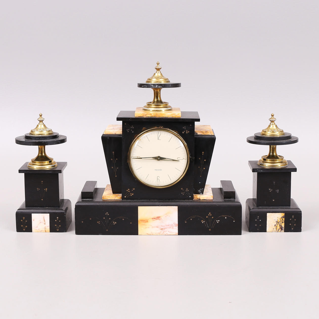 TABLE CLOCK, BOOKEND, 3 parts, stone, Mercedes.