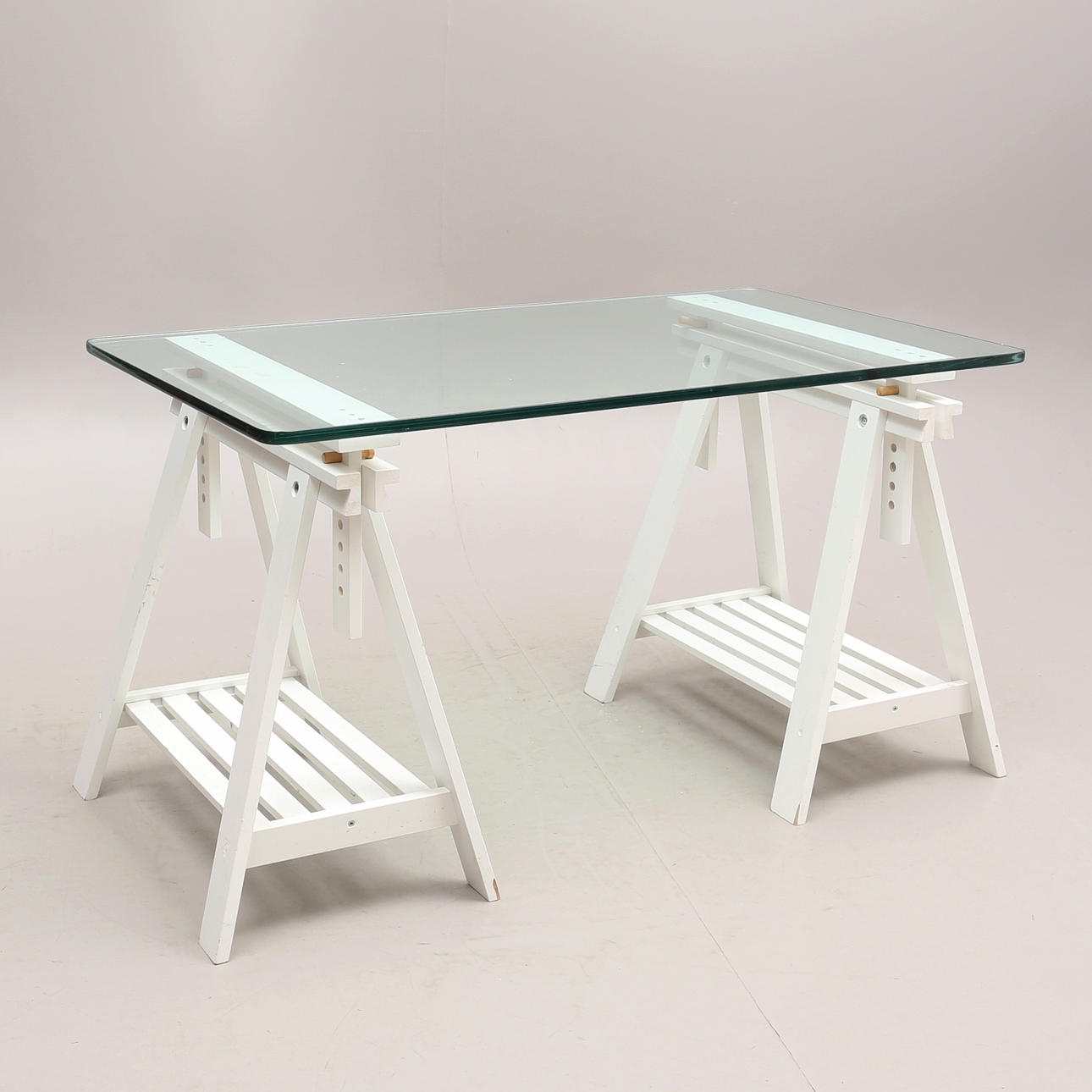 GLASS TABLE with PALLET TRACKS, contemporary.