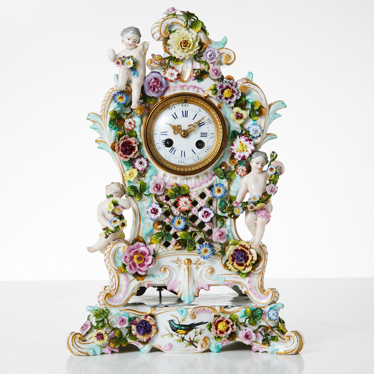 MEISSEN, table clock, late 19th century.