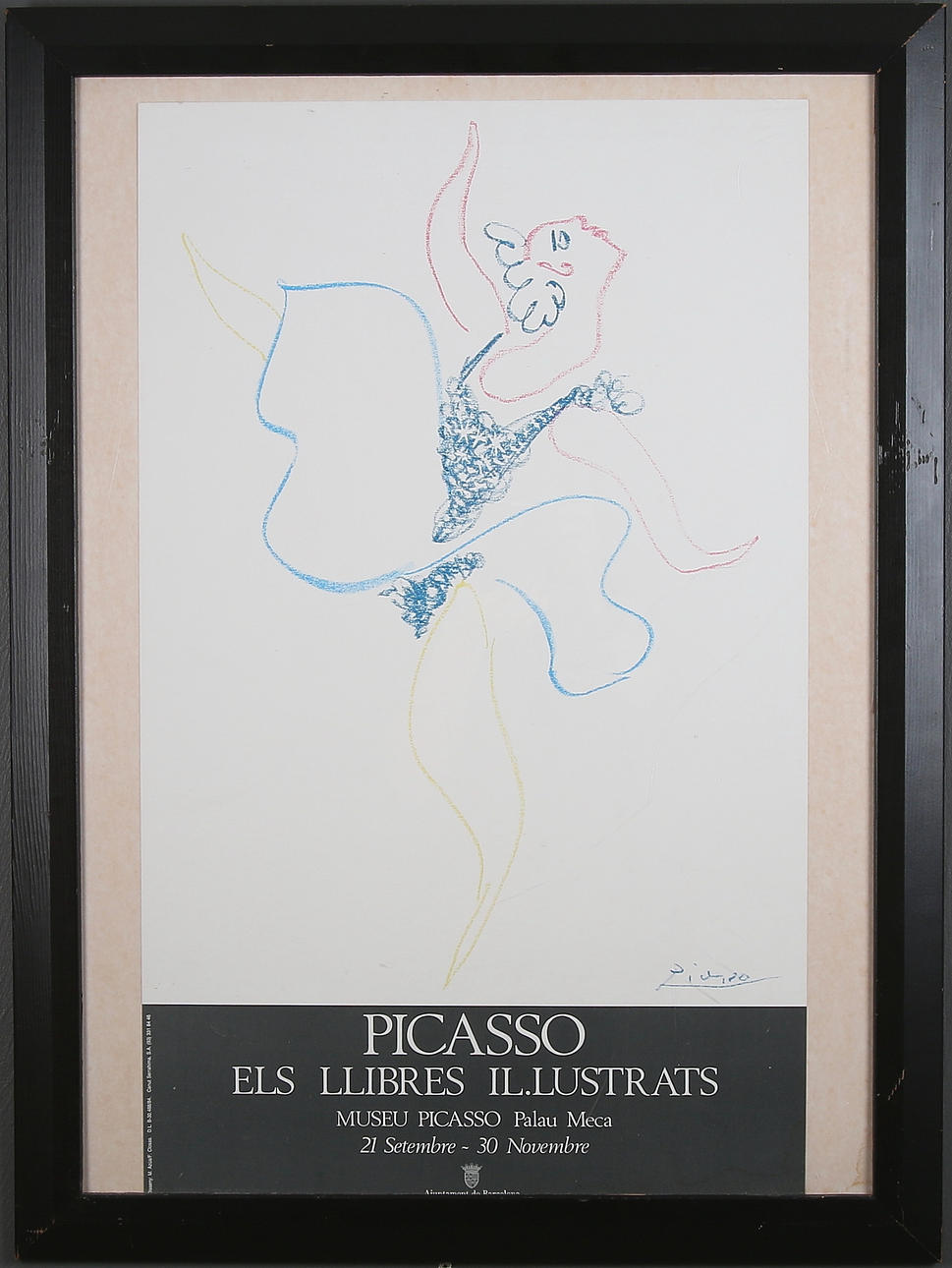 UTSTÄLLNINGSAFFISCH, "Picasso - Els Llibres Il. Lustrats", signerad i trycket.