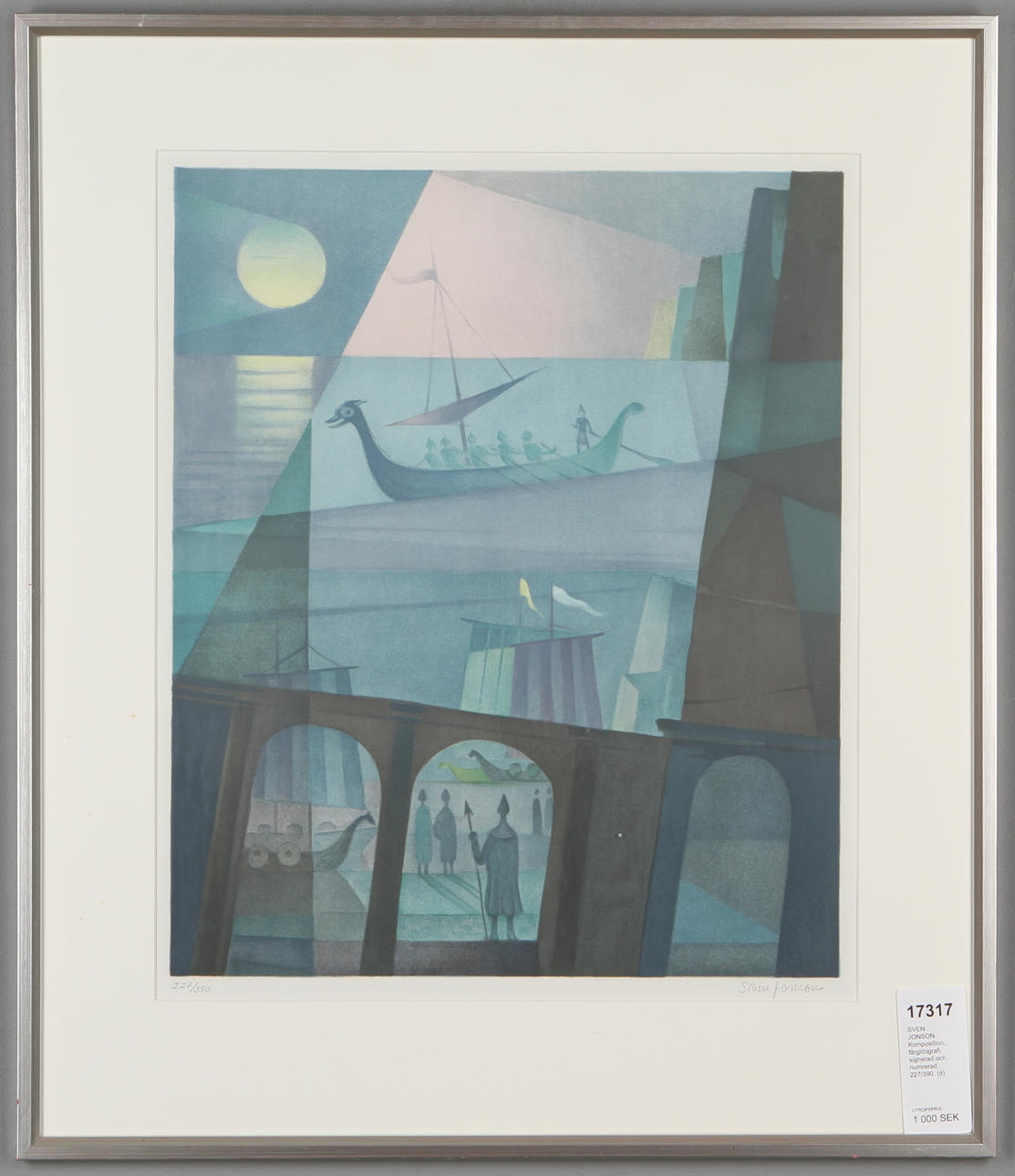 SVEN JONSON. Komposition, färglitografi, signerad och numrerad 227/390.