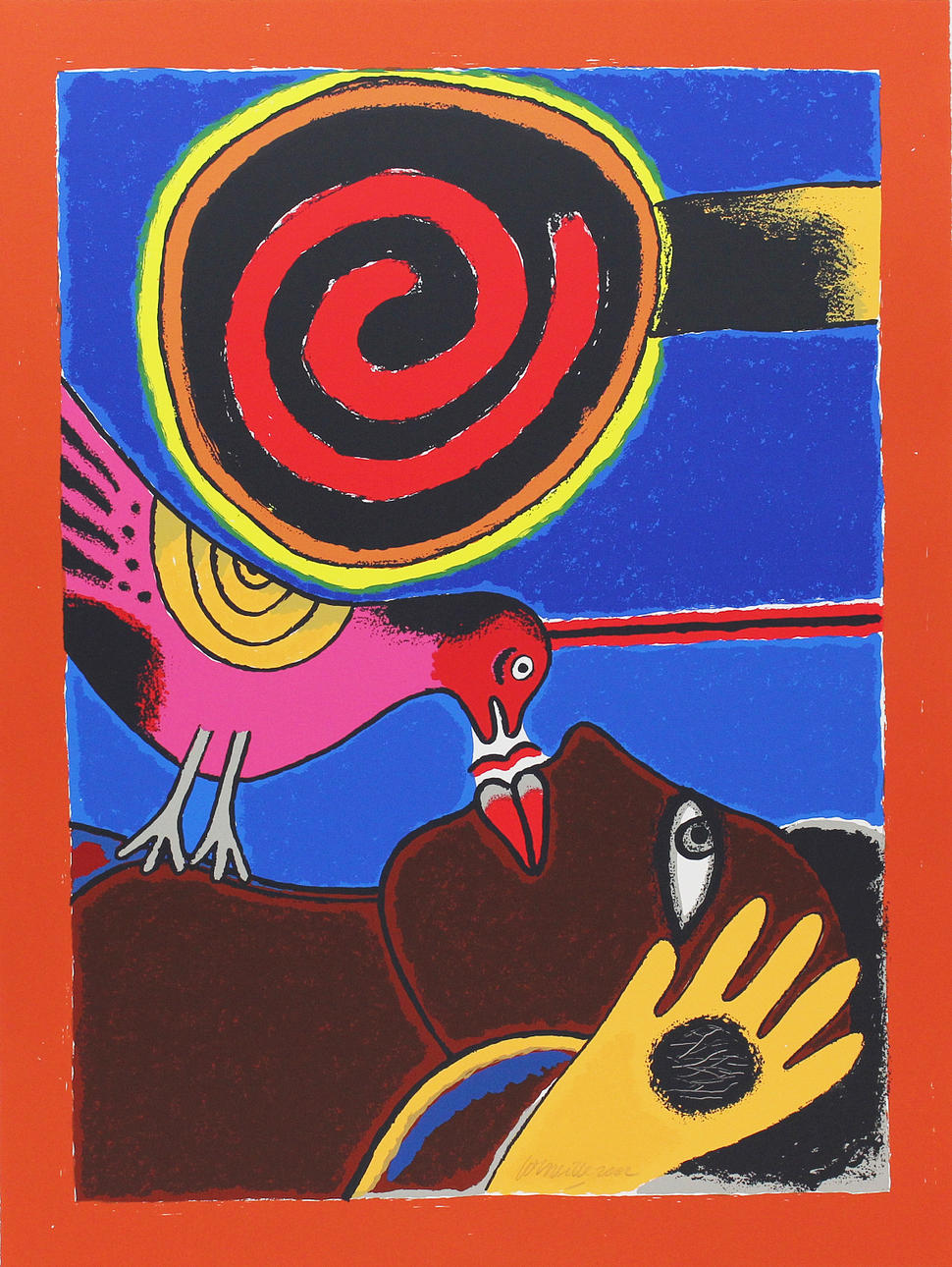 BEVERLOO CORNEILLE. "Soleil cou coupé II". Serigrafi. Signerad Corneille 2002.