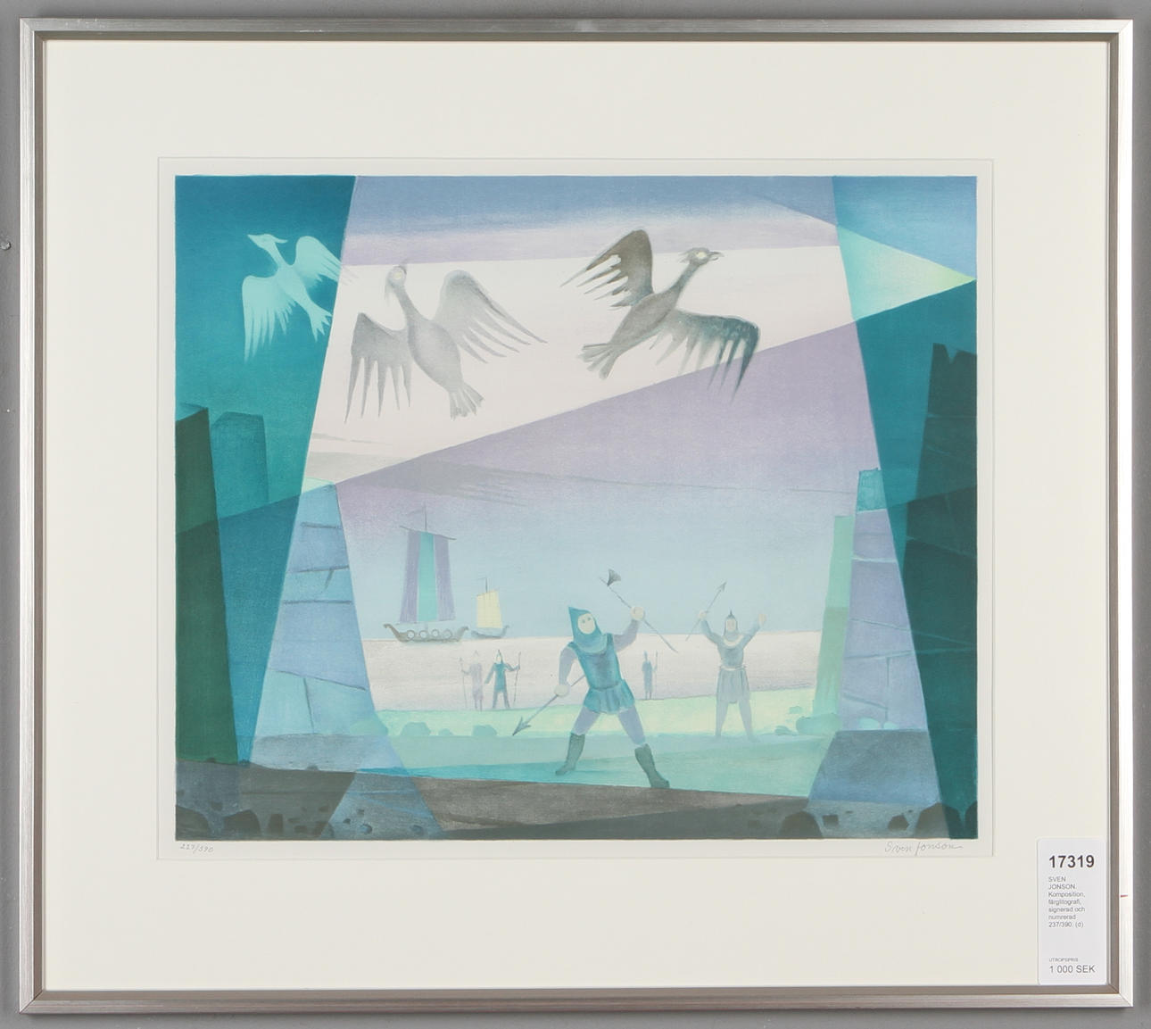 SVEN JONSON. Komposition, färglitografi, signerad och numrerad 237/390.