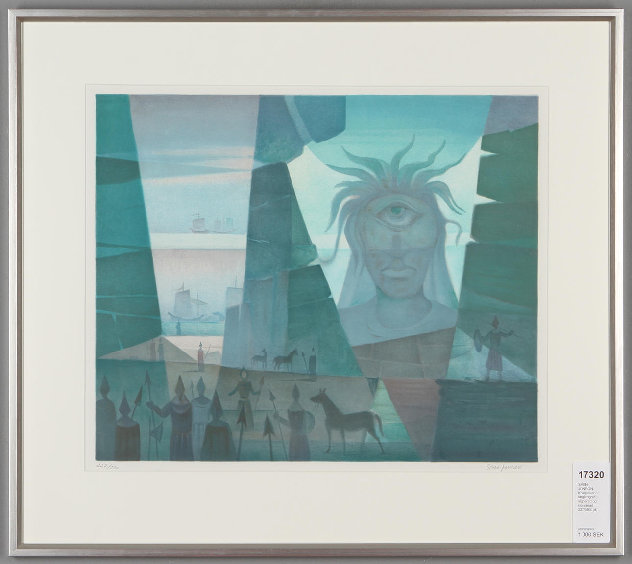 SVEN JONSON. Komposition, färglitografi, signerad och numrerad 227/390.