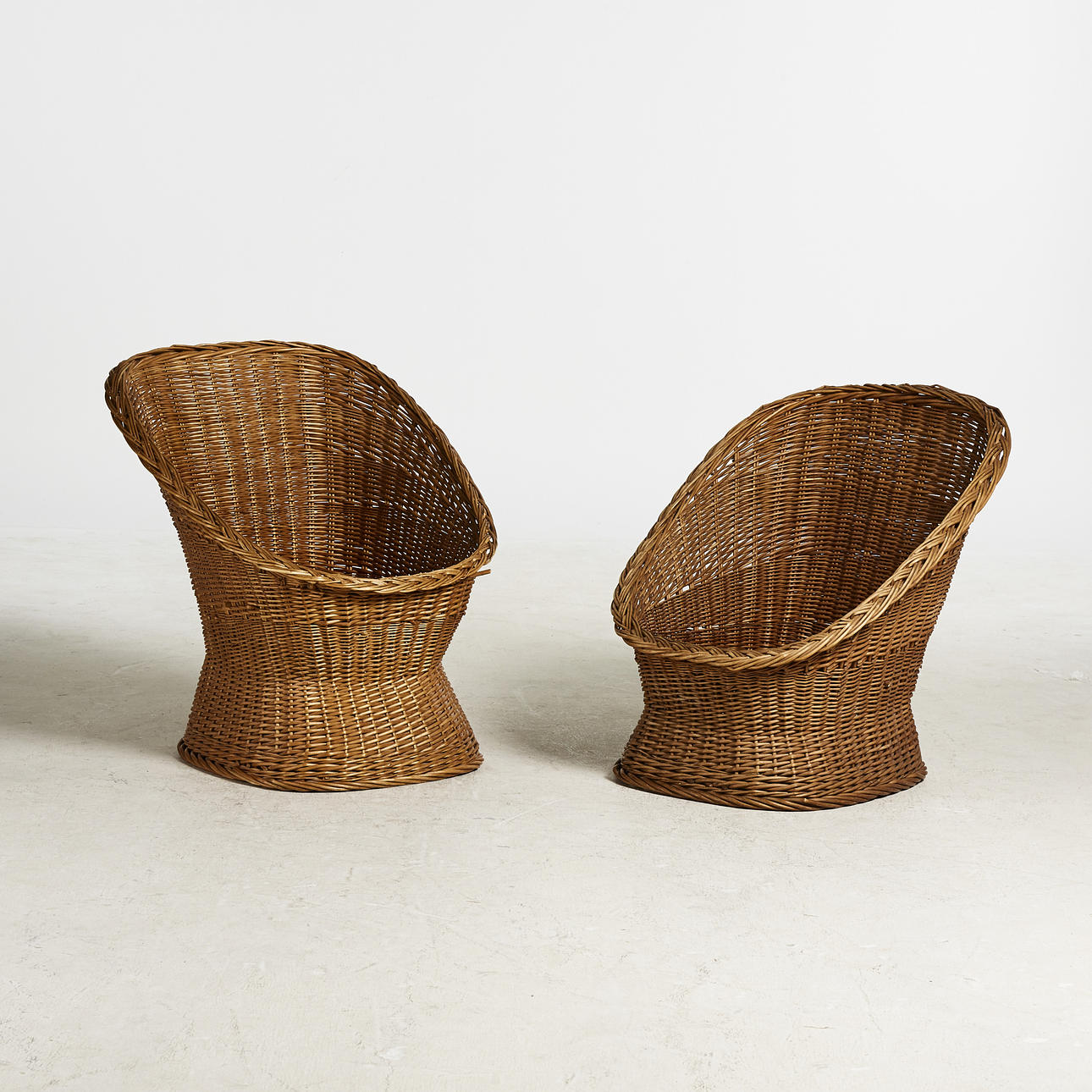 WICKER CHAIRS, a pair, 1960s/70s.