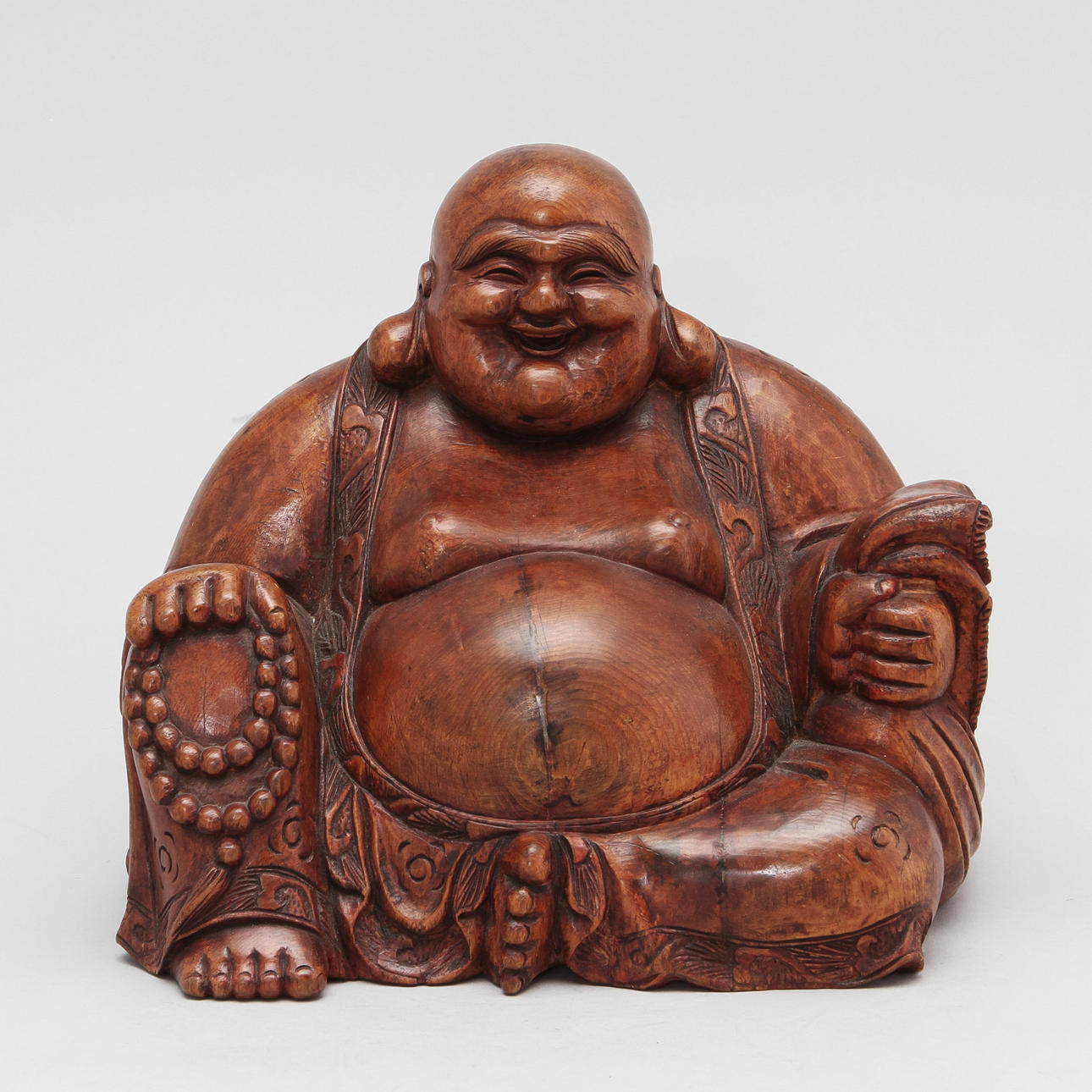 BUDDHAFIGUR, trä, Kina, 1800/1900-tal.