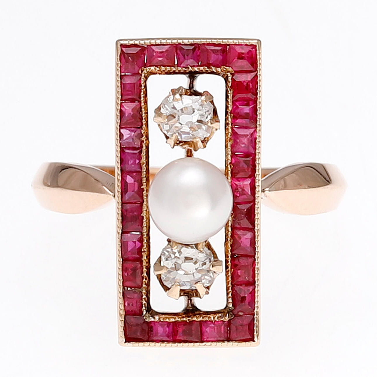 Art-déco-Schiffchenring, um 1940.