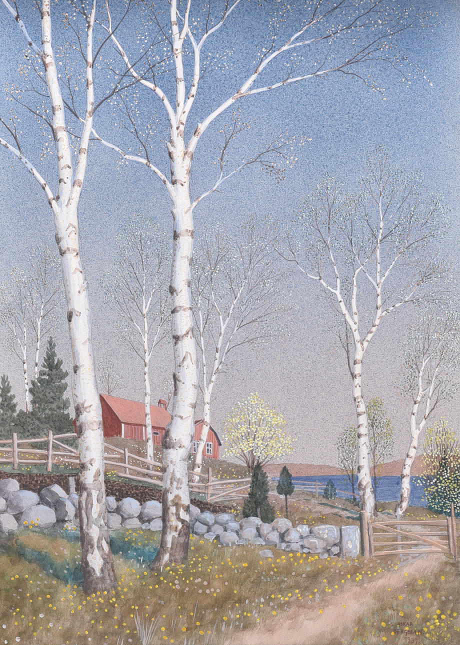 OSKAR BERGMAN. akvarell.