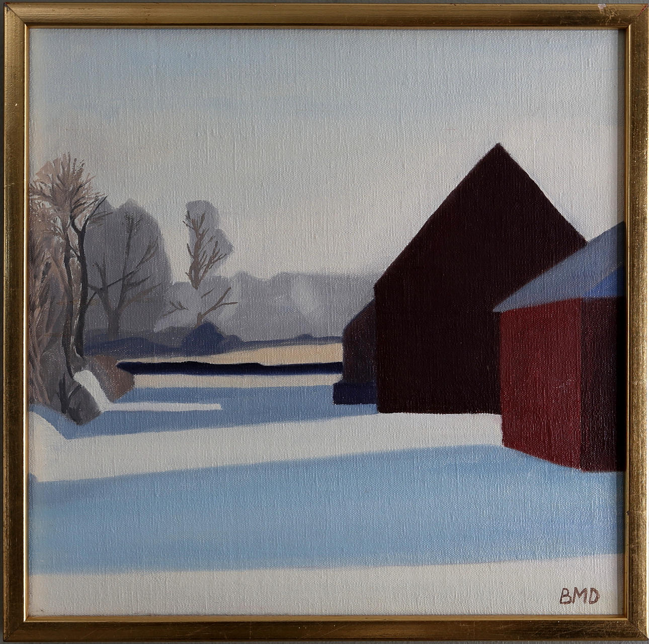 BARBRO DANIELSSON. "Bygata", Olja på pannå, signerad BMD.