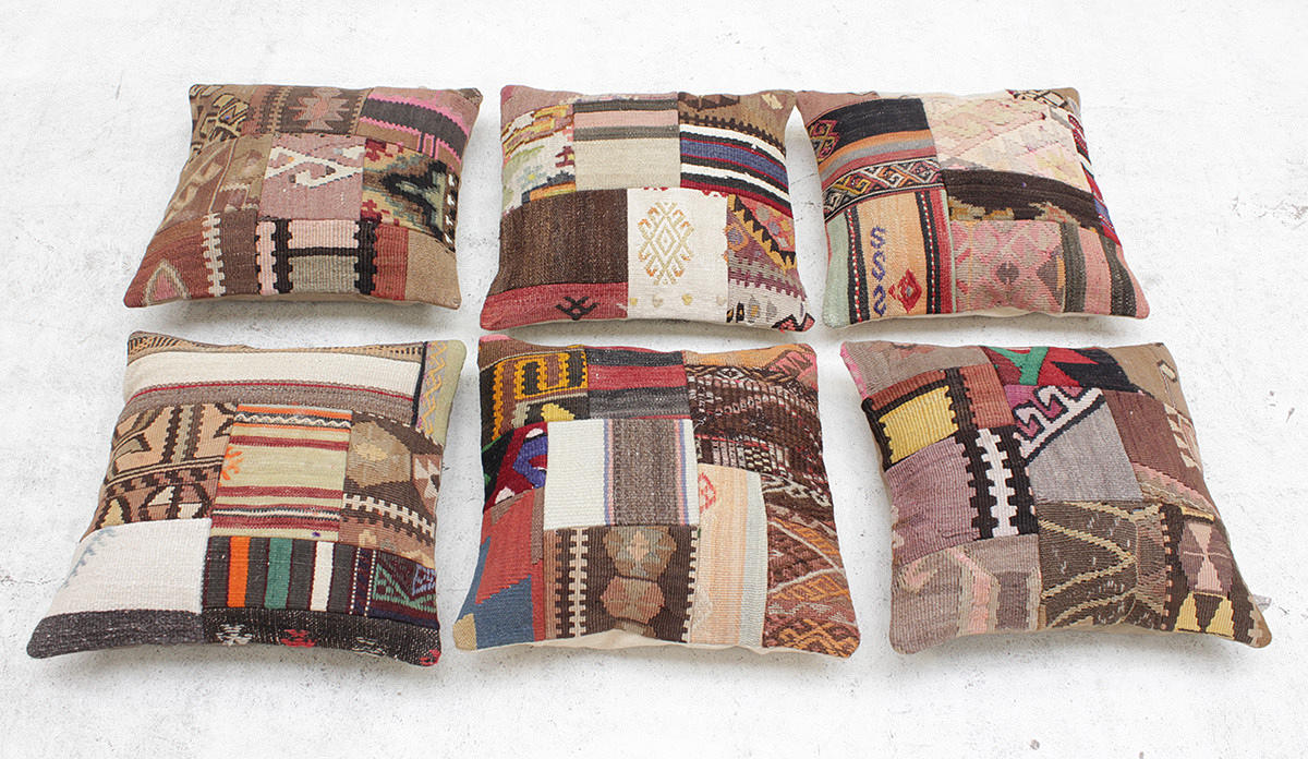 KUDDFODRAL, 6 st. Patchwork, ca. 45 x 45 cm.