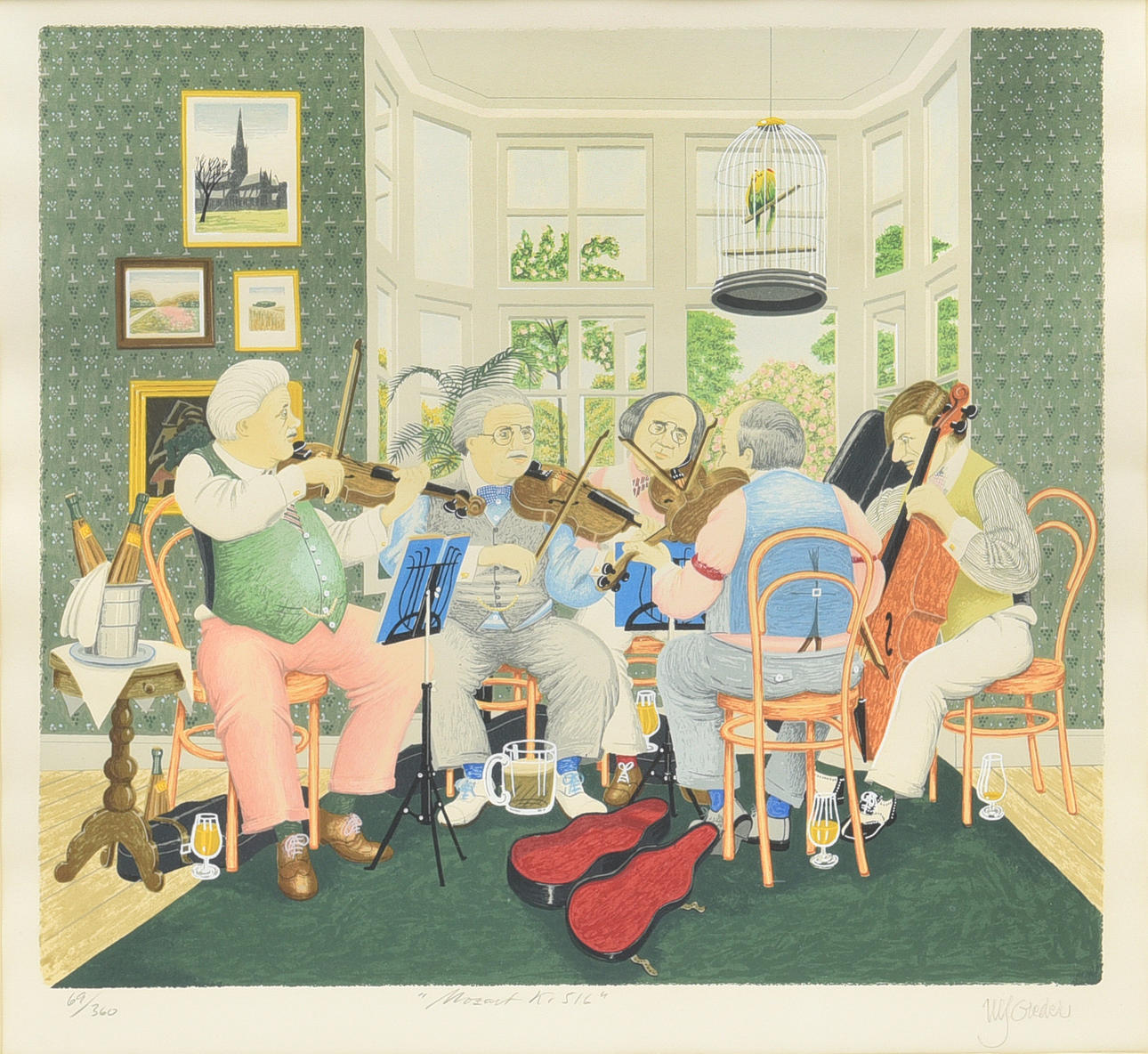 ULF GREDER. "Mozart K 516", Farblithographie.