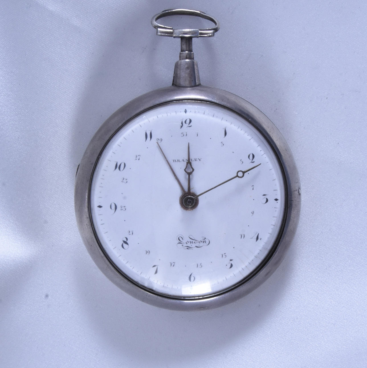 SPINDLE CLOCK, silver, Bramley, London, 1790s.