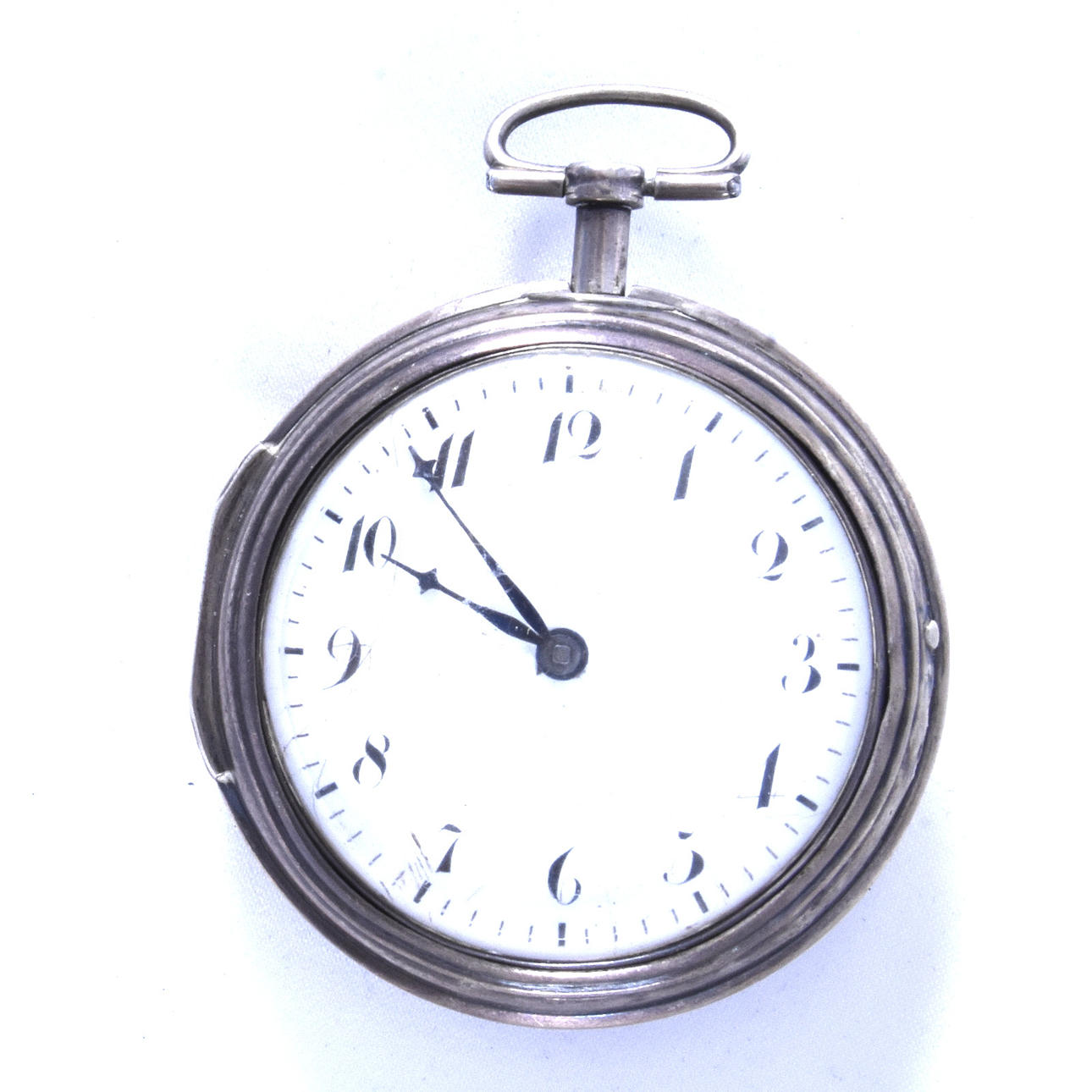 SPINDLE CLOCK, silver, Graham, London, 17/19th century.