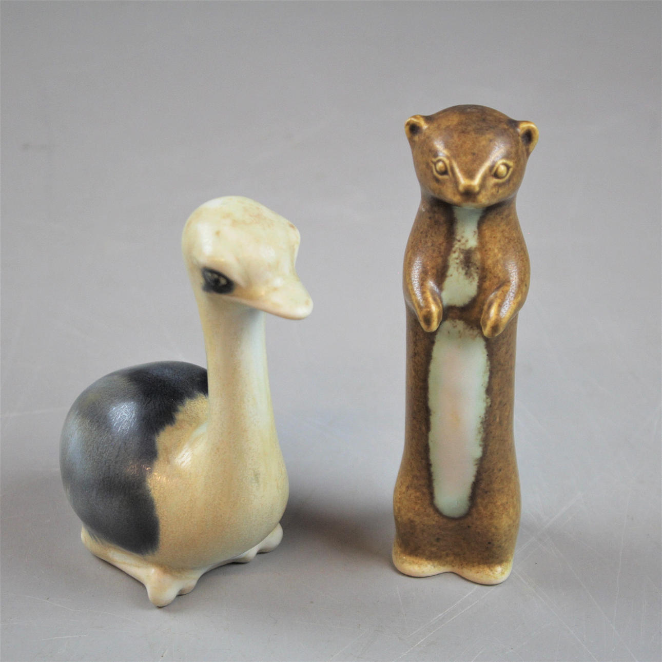 KNUD BASSE. FIGUR 2 keramisk glaseret signeret KB.