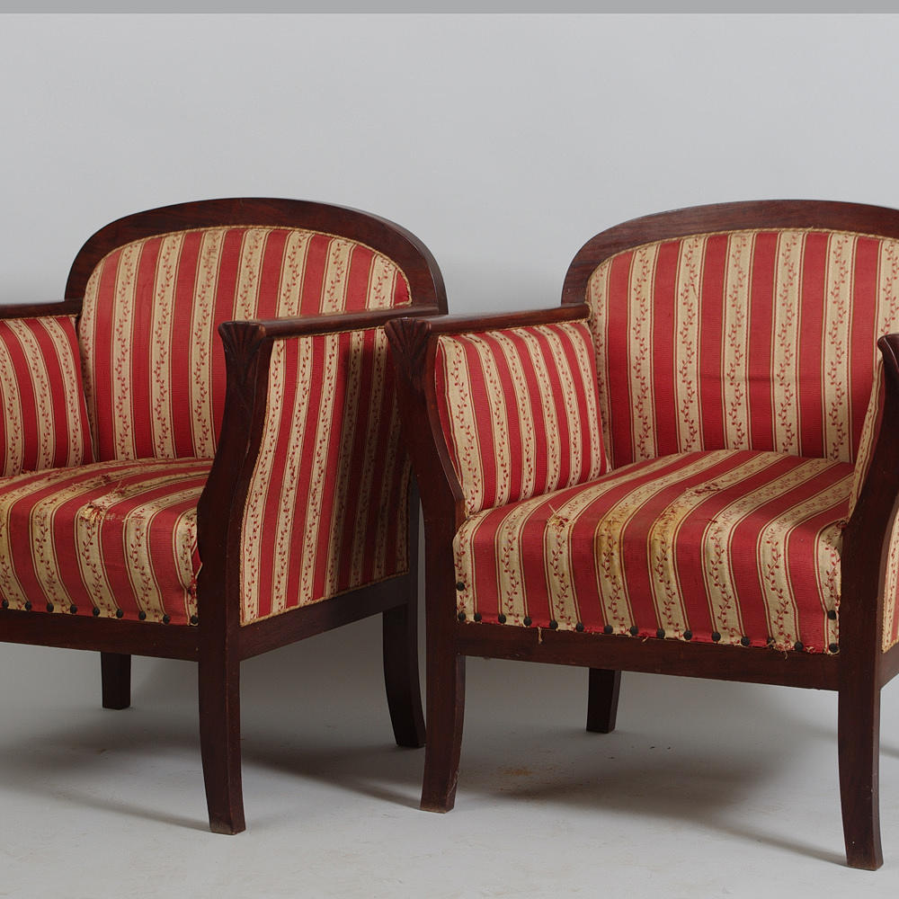 FÅTÖLJER, 1 par, mahogny, jugend.