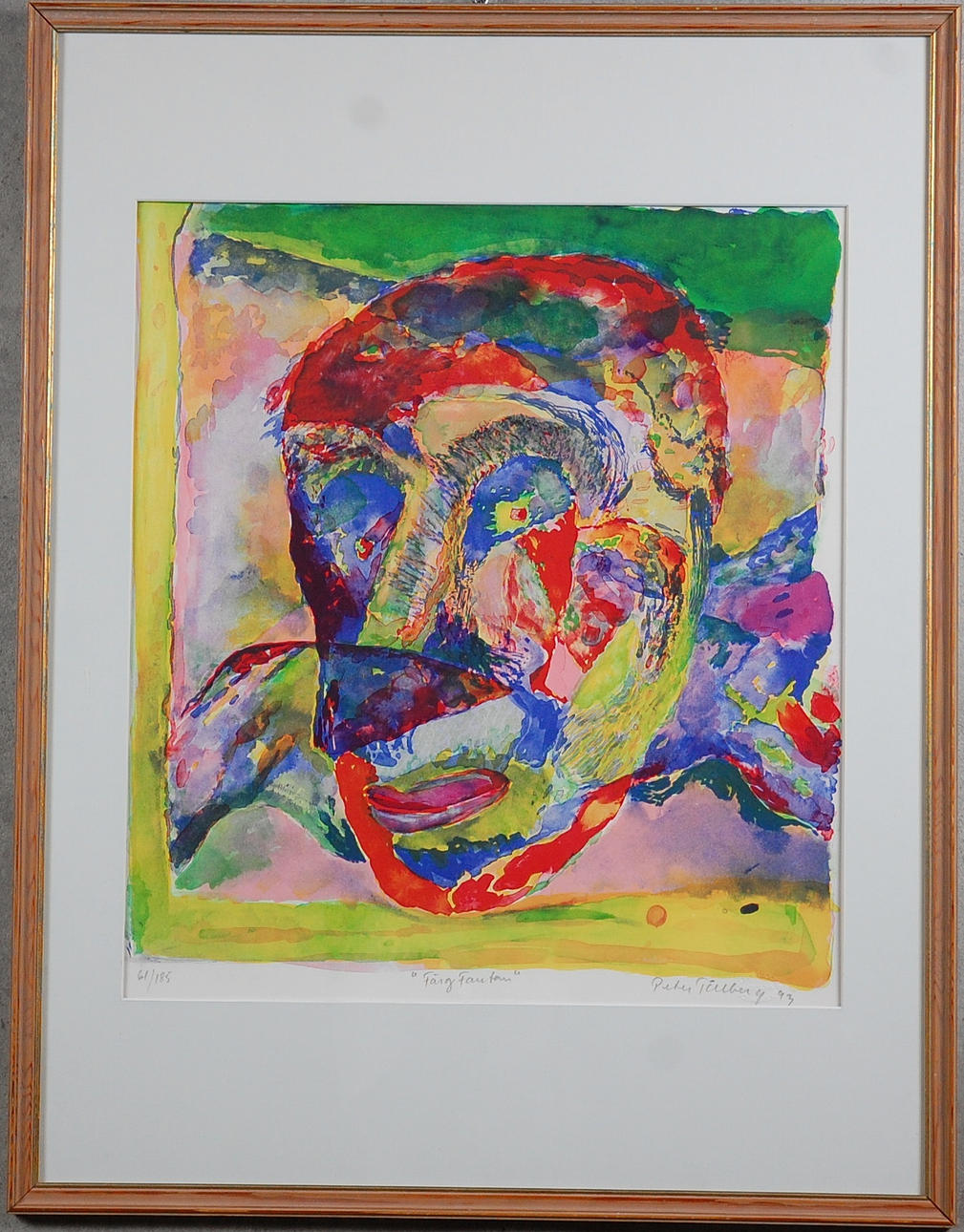 PETER TILLBERG. 1946- färglitografi, " Färg Fantomen " numrerad, 61/185, daterad -93.