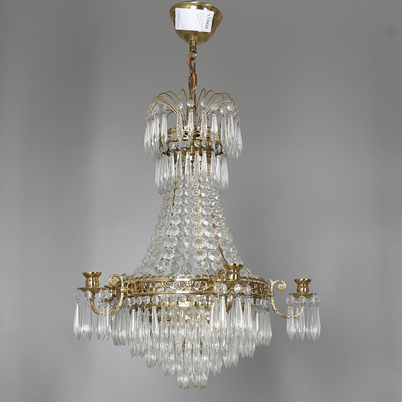 KRISTALLKRONA, femarmad, 1950-tal.