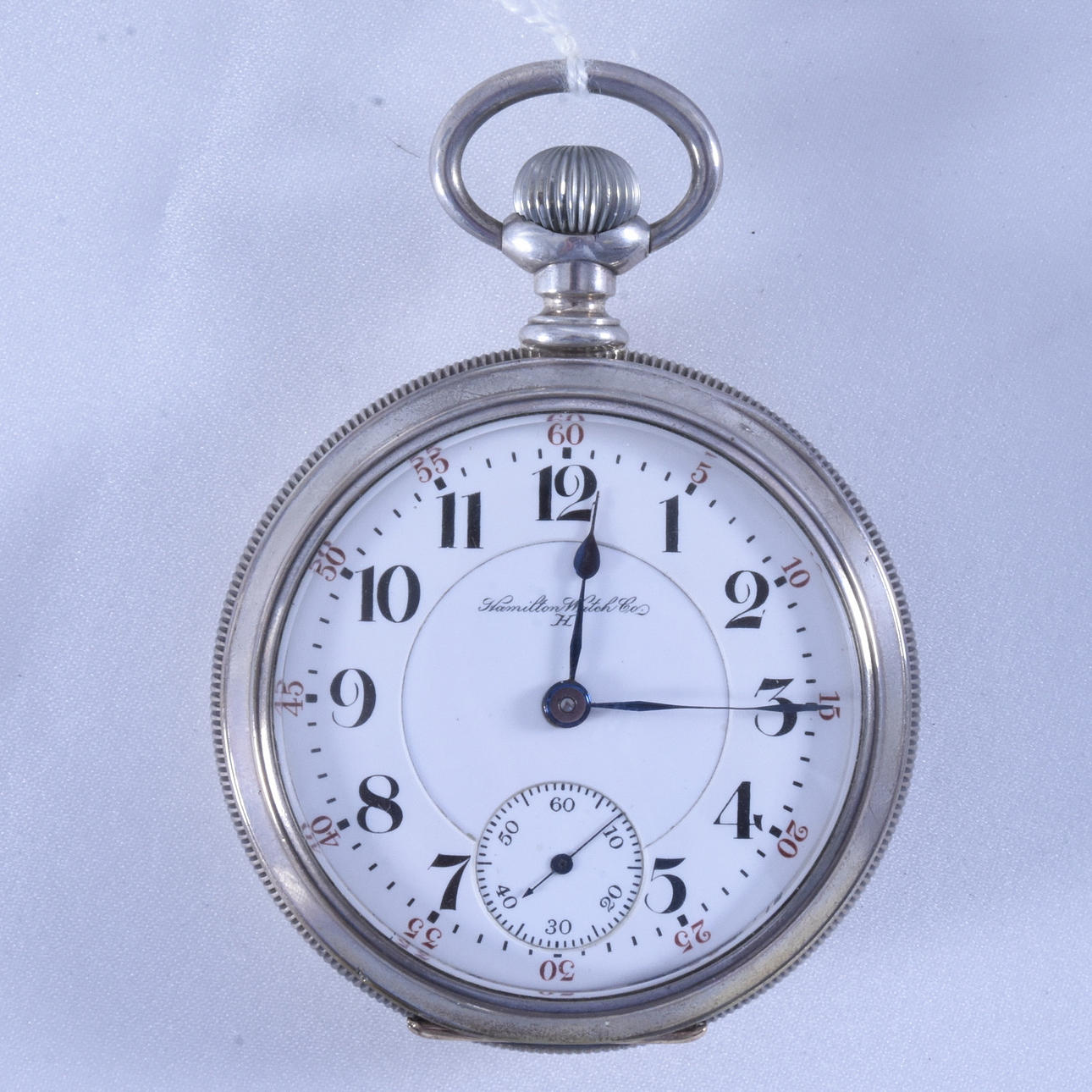 POCKET WATCH, silver with duplex, Hamilton Watch Co, circa 1905.