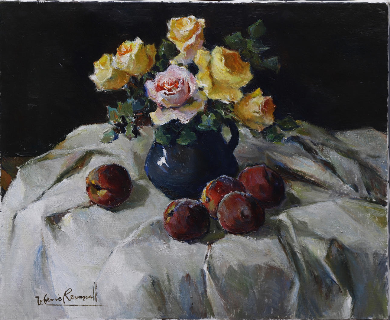 JOSEP FERRÉ REVASCALL. "Bodegó amb gerro blau".