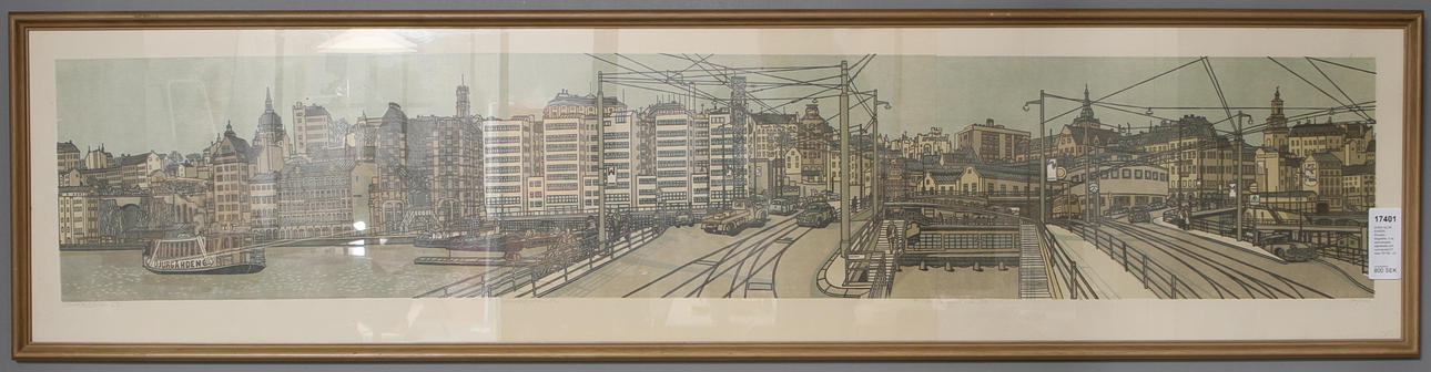 SVEN OLOV EHRÉN. Slussen, litografier, 3 st, samramade. signerade och numrerade 47 resp 75/150.