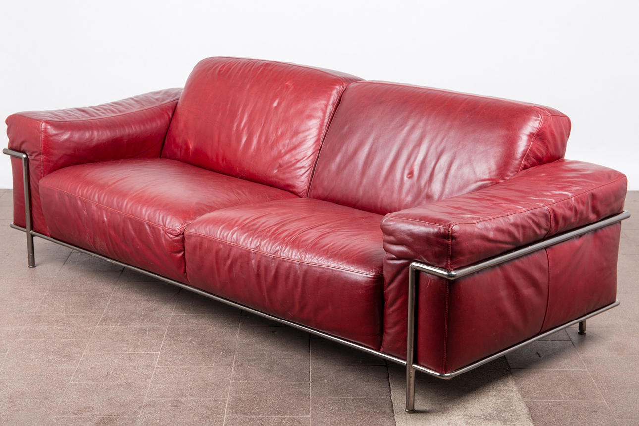 Sofá / sofá, cromo, cuero.
