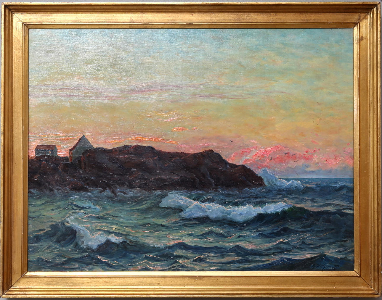 OSCAR HULLGREN. Havslandskap. olja på duk, signerad och daterad O Hullgren 1889.