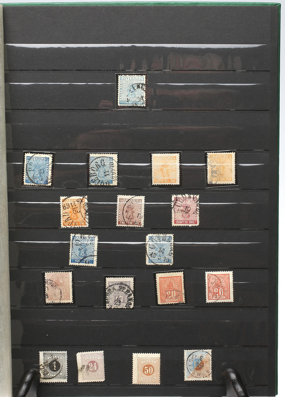 FRIMÄRKSALBUM, 4-schilling banco, 5-kronor, m fl.