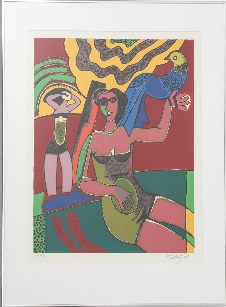 BEVERLOO CORNEILLE. Färglitografi, figurkomposition.