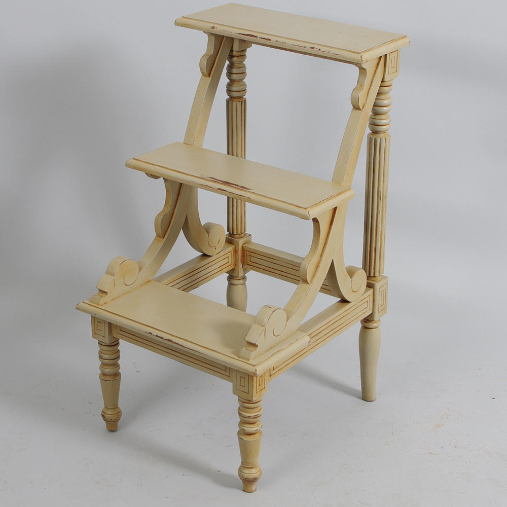 BIBLIOTEKSSTEGE, viktoriansk stil, gråmålad, samtida.