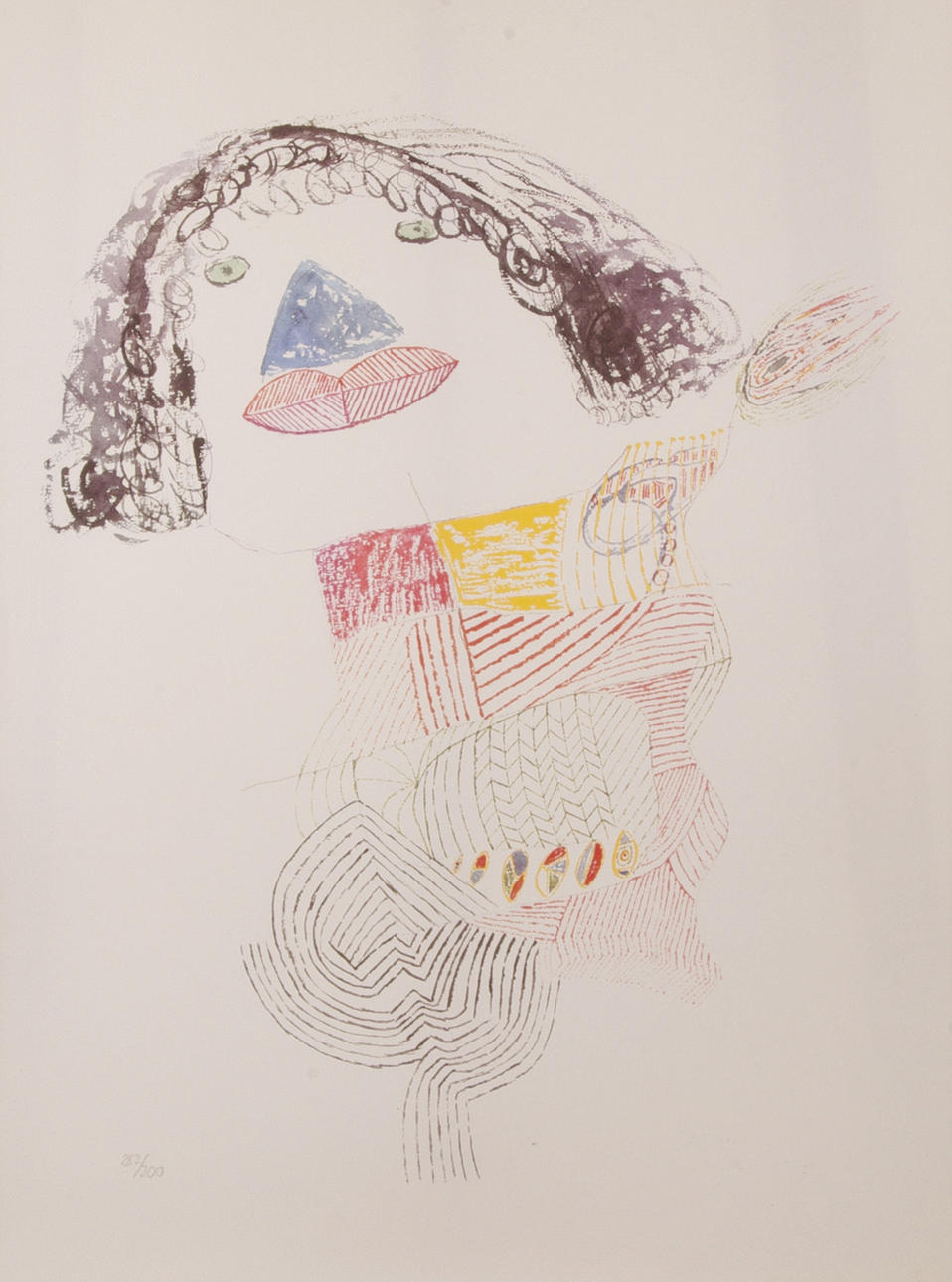 JÖRGEN NASH. Composition with face, color lithograph, unsigned.