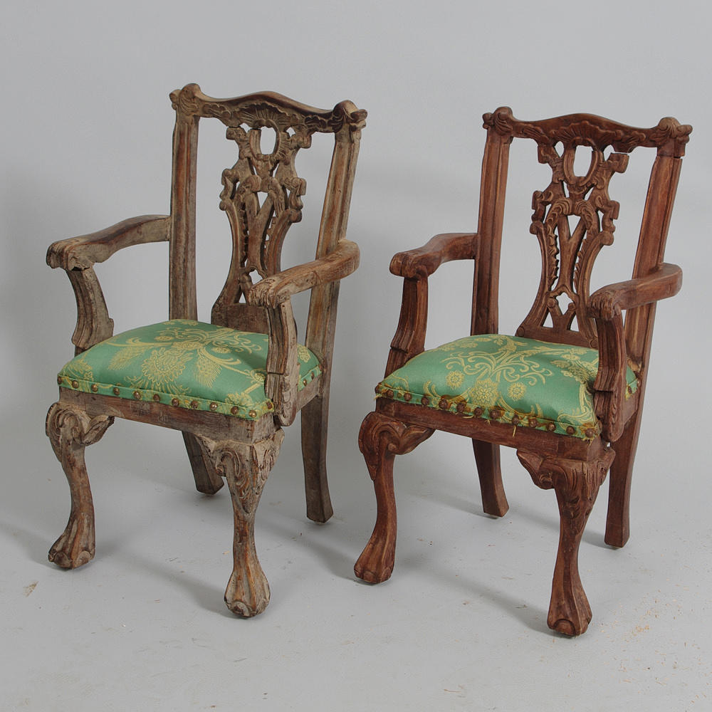 KARMSTOLAR, 1 par, barnmodell, chippendalestil.