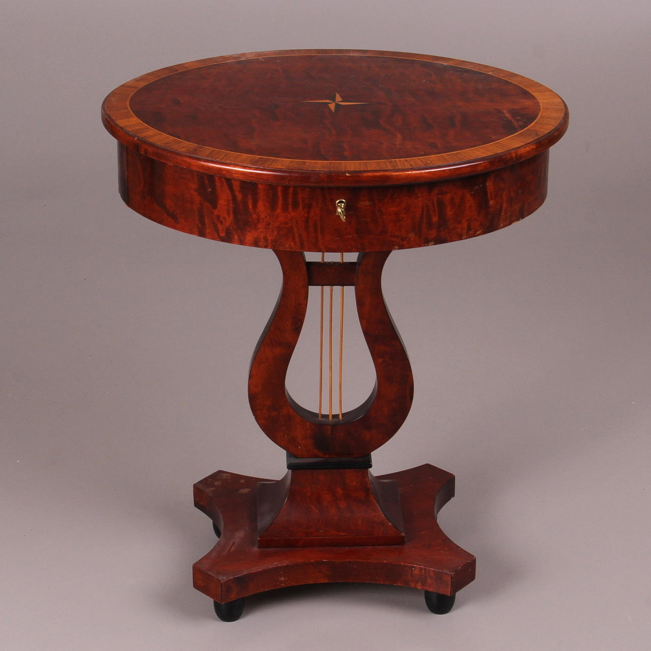 LYRBORD, med lådor inuti, intarsia, 1900-talets mitt.