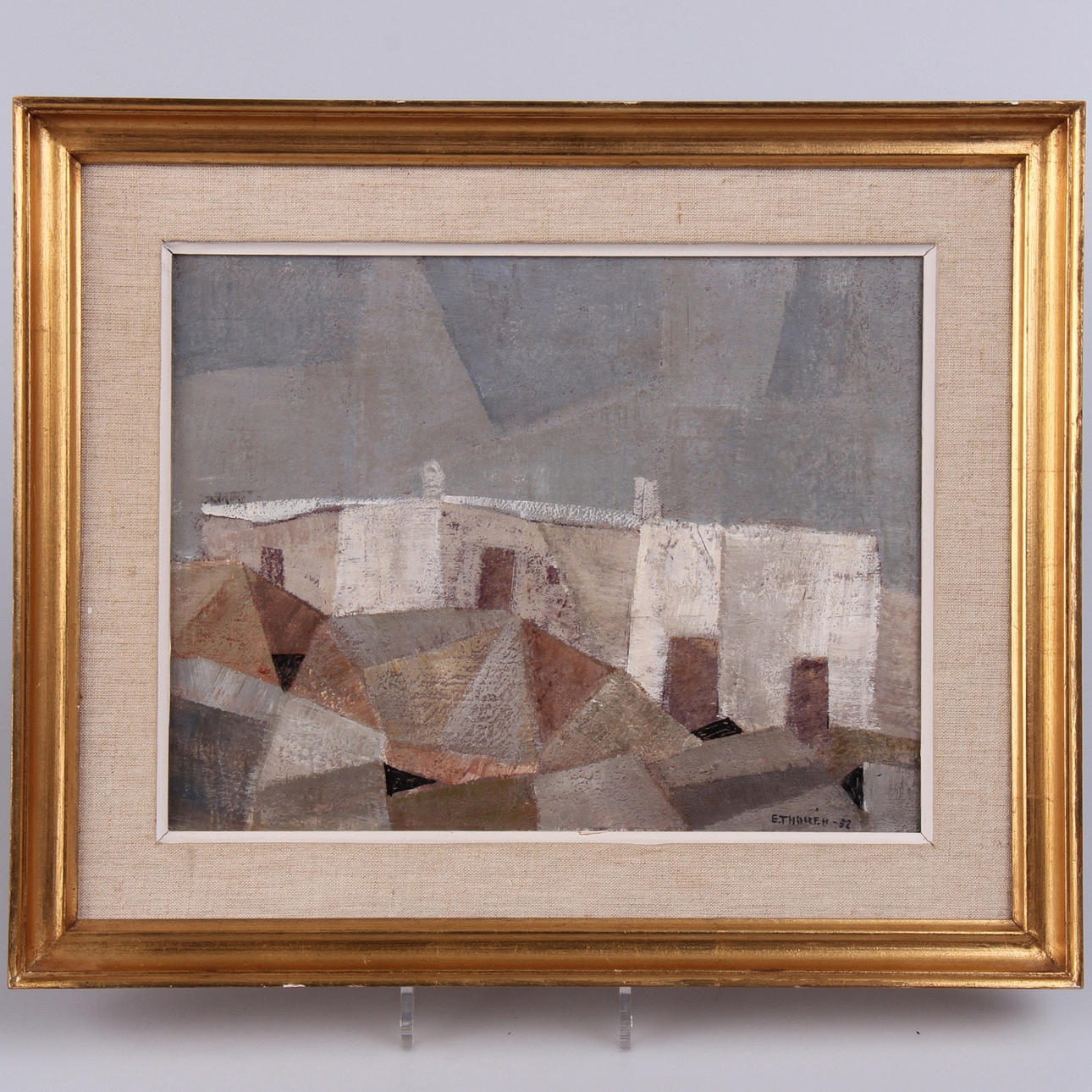 ESAIAS THOREN. olja på pannå, "hus i Ibiza", signerad, 1952.