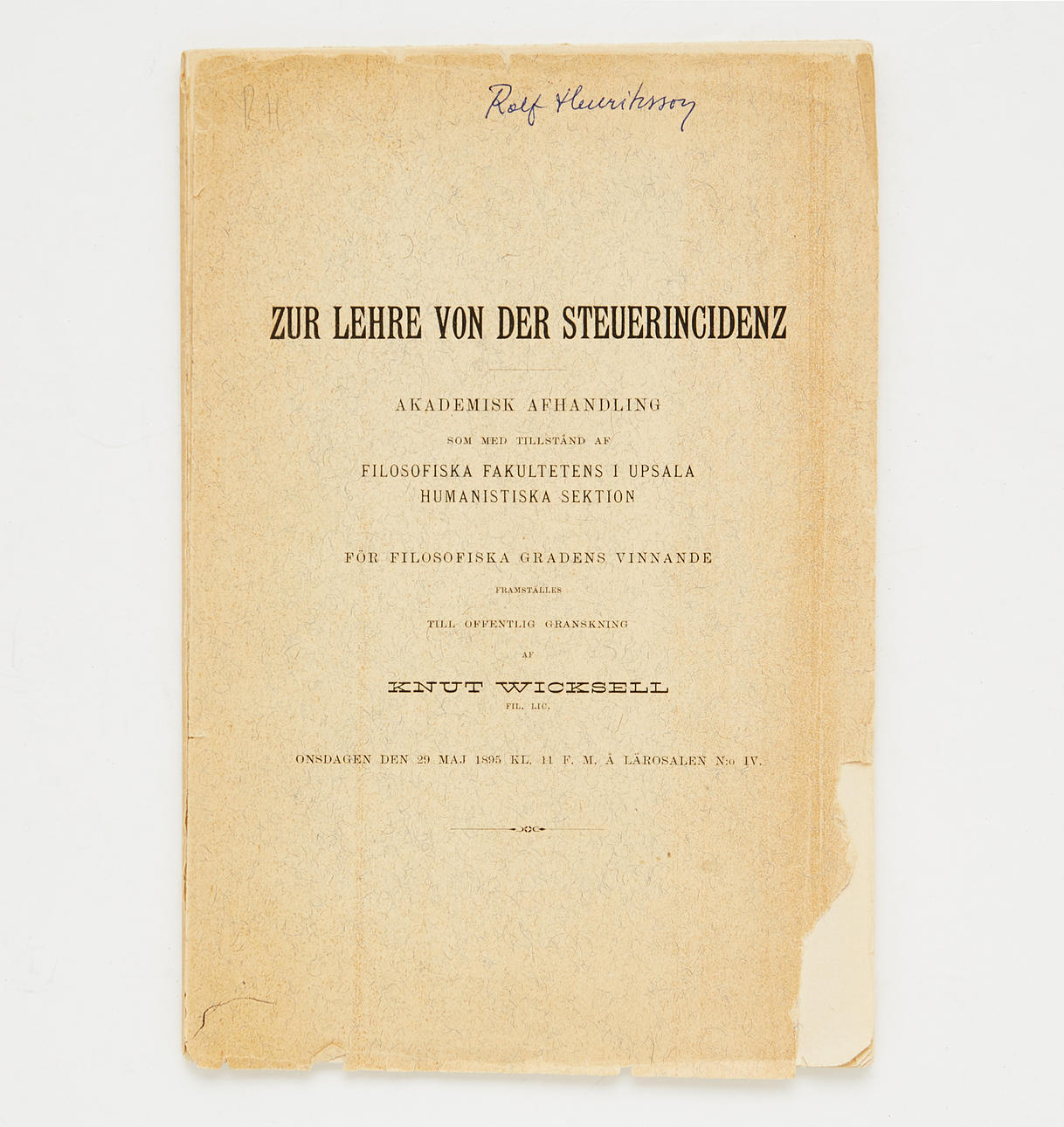 Wicksell's dissertation 1895.