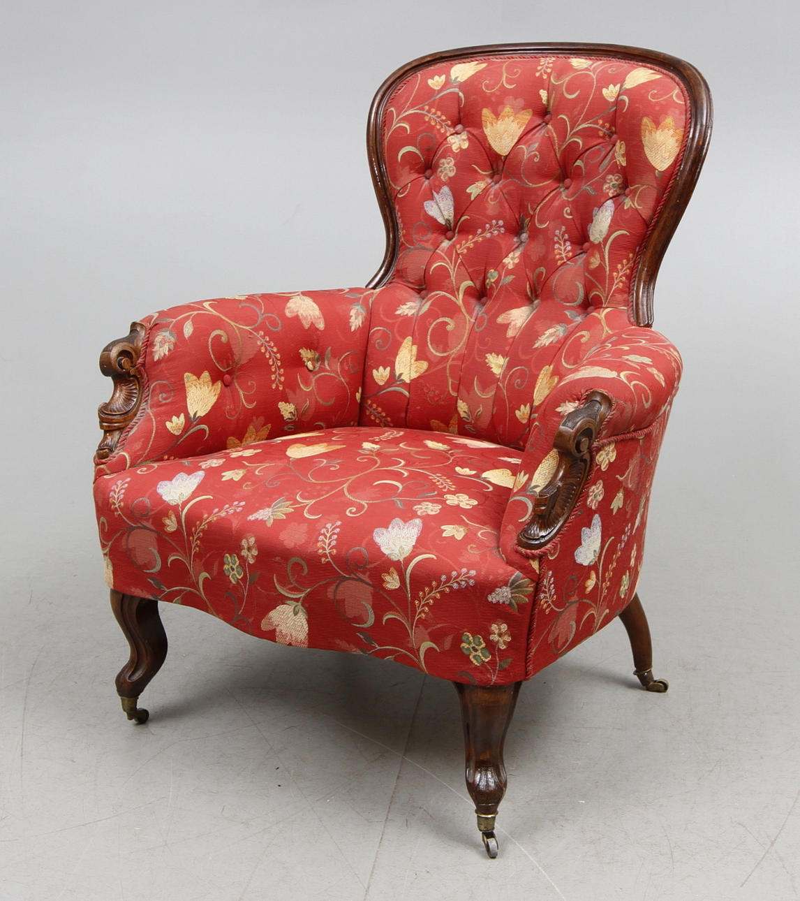 FÅTÖLJ, nyrokoko, sent 1800-tal.