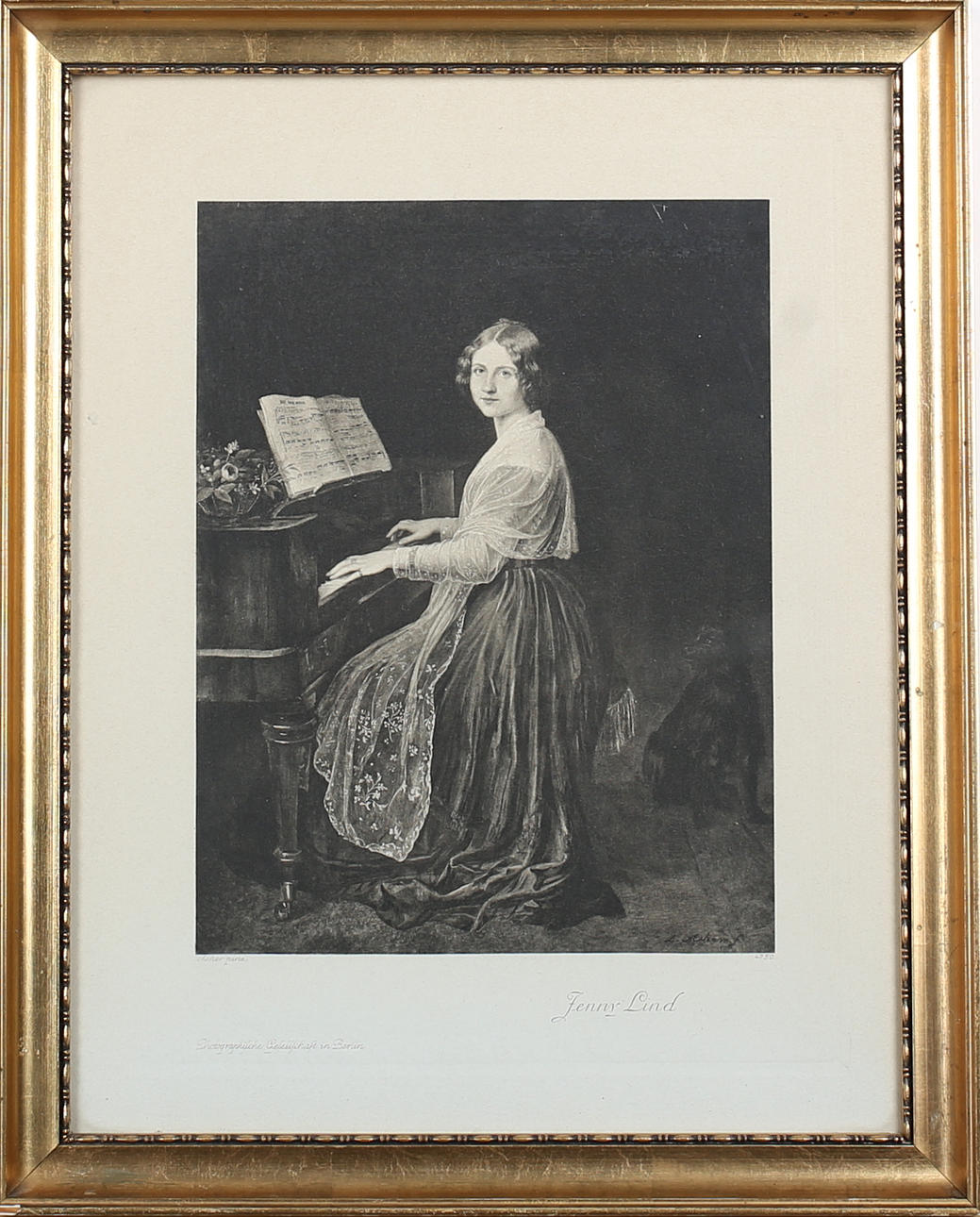 OIDENTIFIERAD KONSTNÄR. Jenny Lind. Litografiskt tryck. Signerad i trycket.