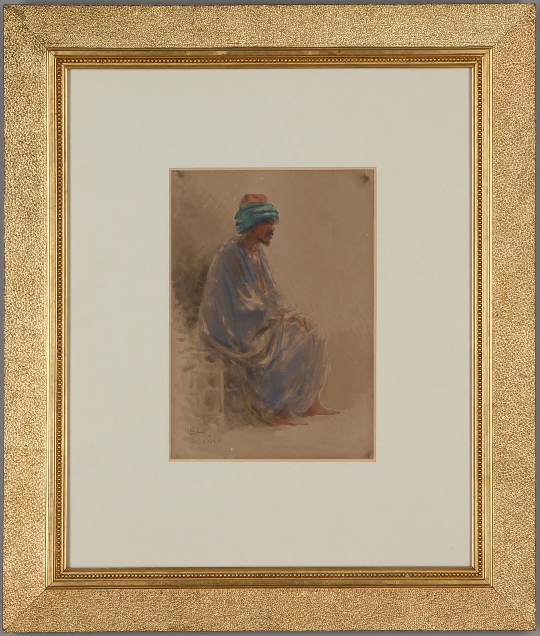 EGRON LUNDGREN. Vilande man, Cairo, akvarell, monogramsignerad.