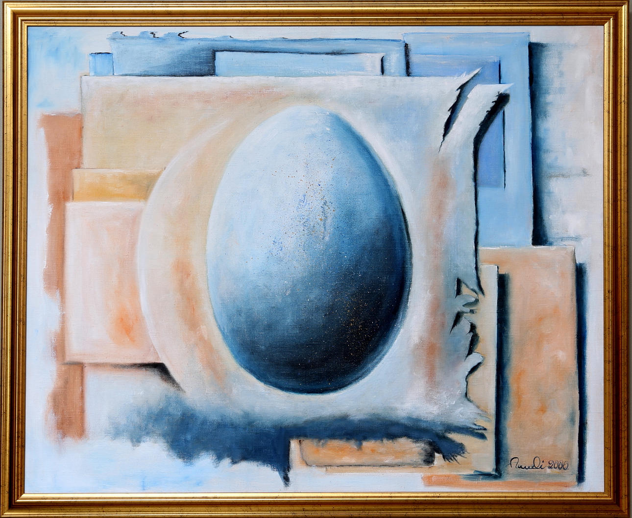 ANNELI SEGERDAHL. "Ägget", Olja på duk, signerad och daterad Anneli 2000.