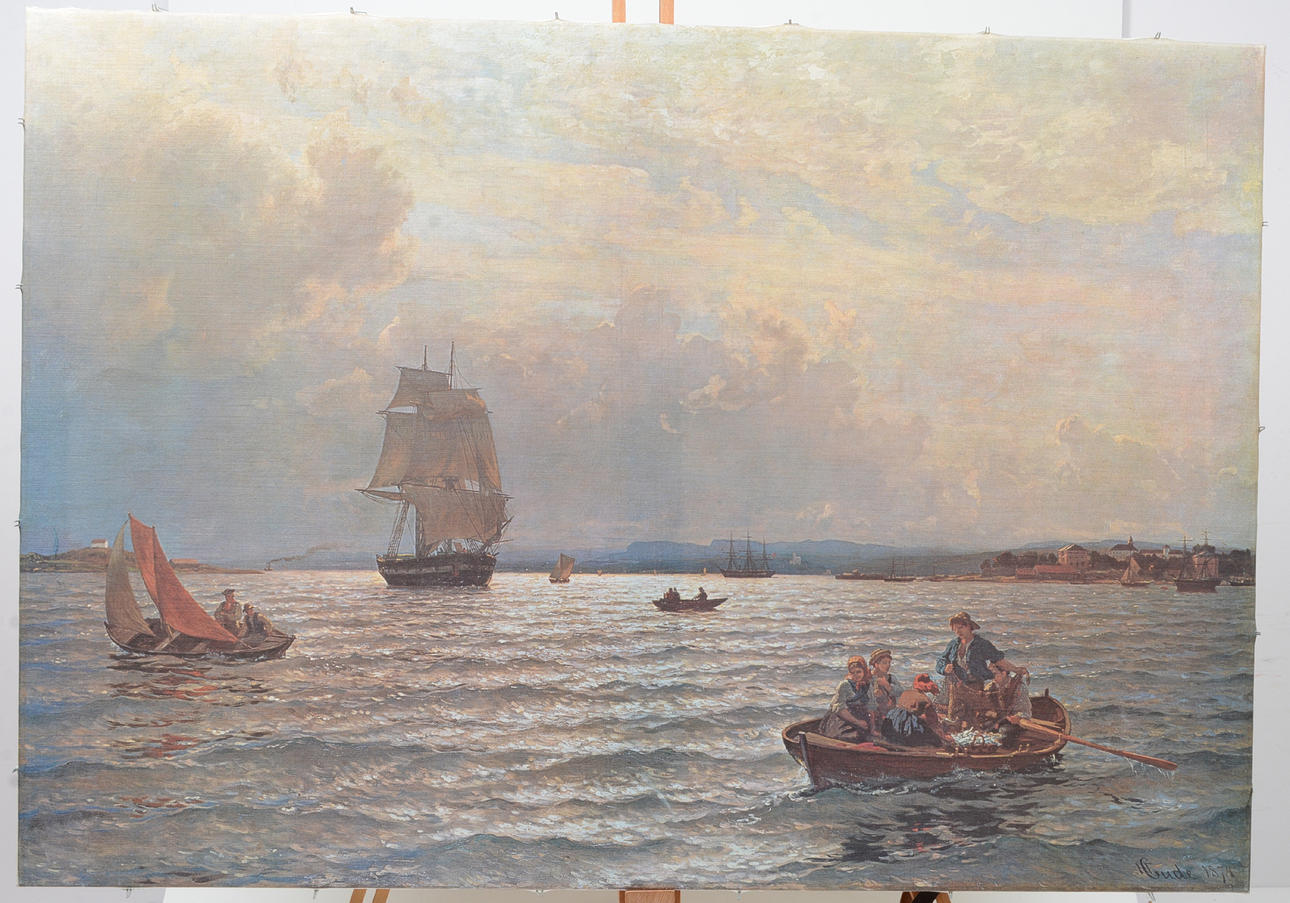 HANS FREDRIK GUDE. From the Inlet of Oslo. Canvas print.