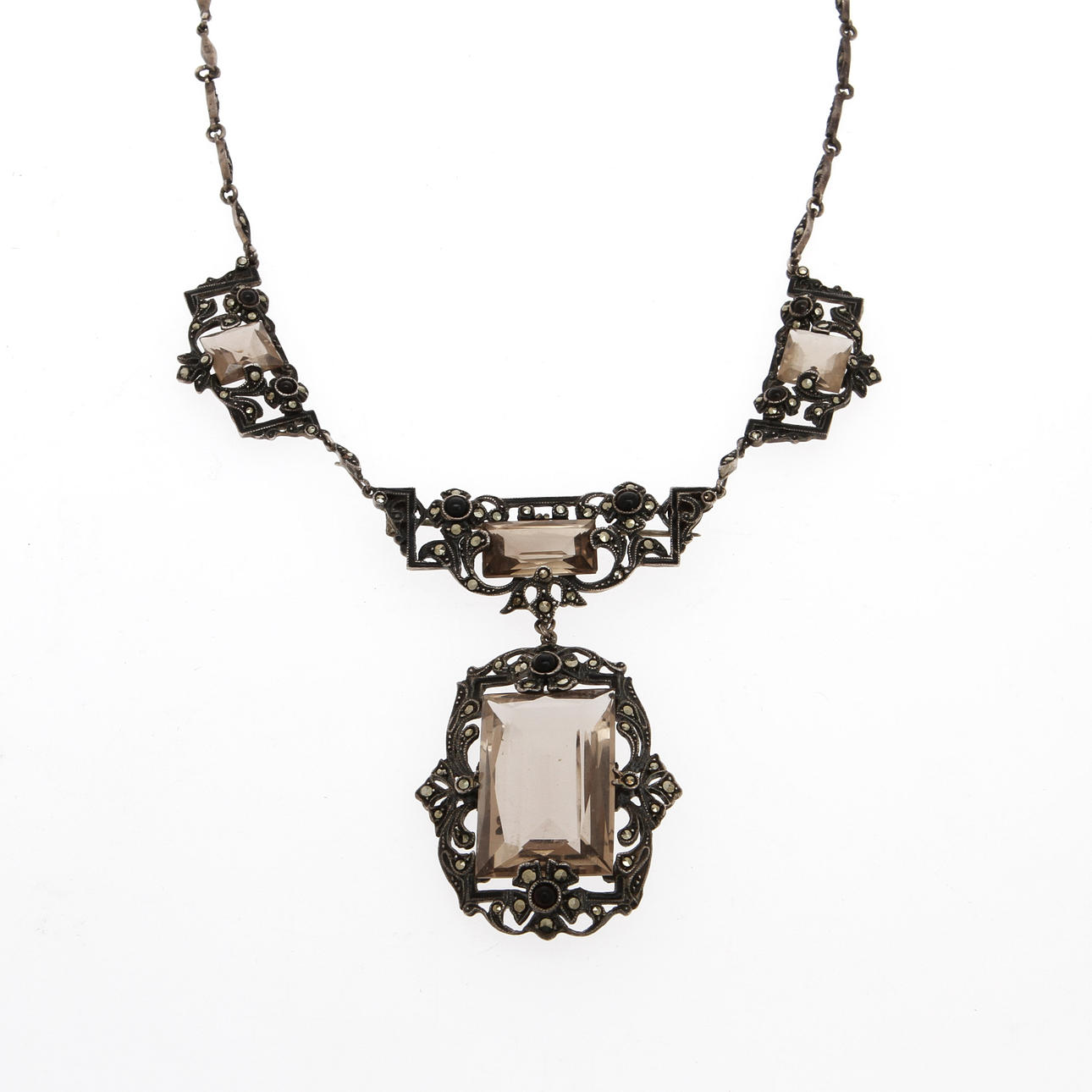 HALSSMYCKE/BROSCH, Art Deco-stil, silver, 1900-talets tidigare hälft.