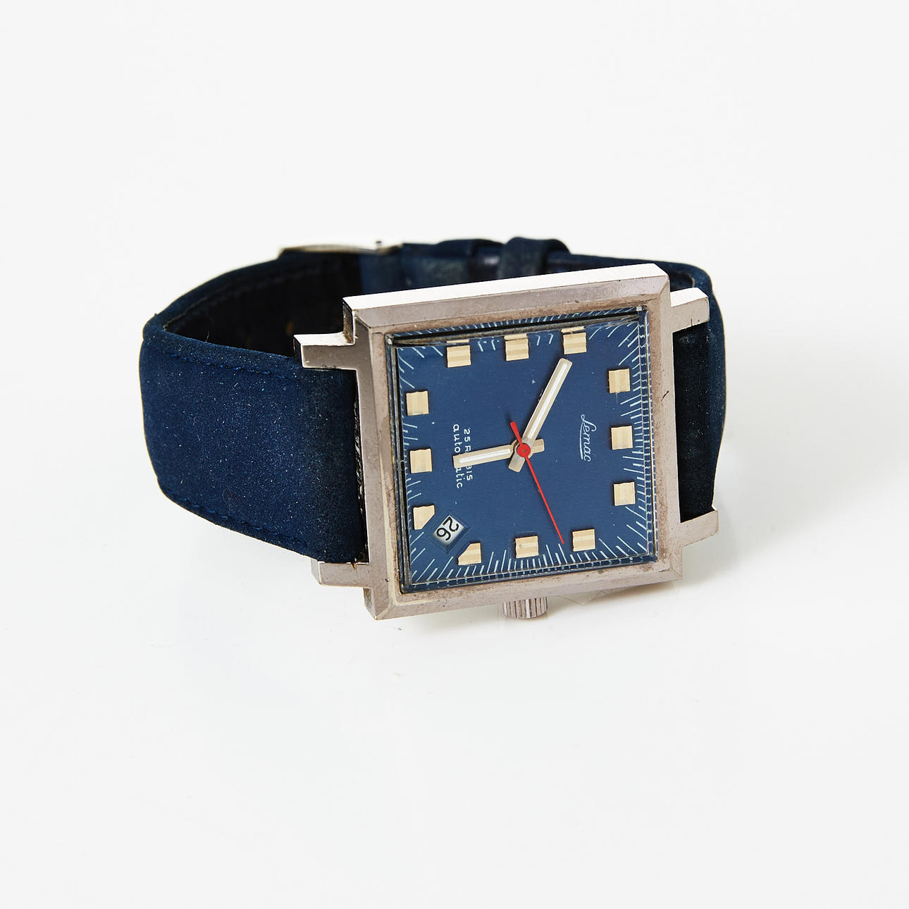 LEMAC, wristwatch, steel, 1970s.