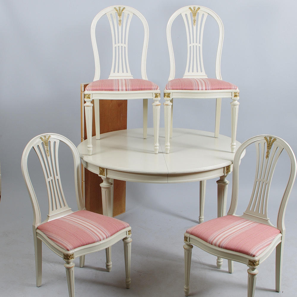 MATSALSGRUPP, "Axet", vitmålad, gustaviansk stil.