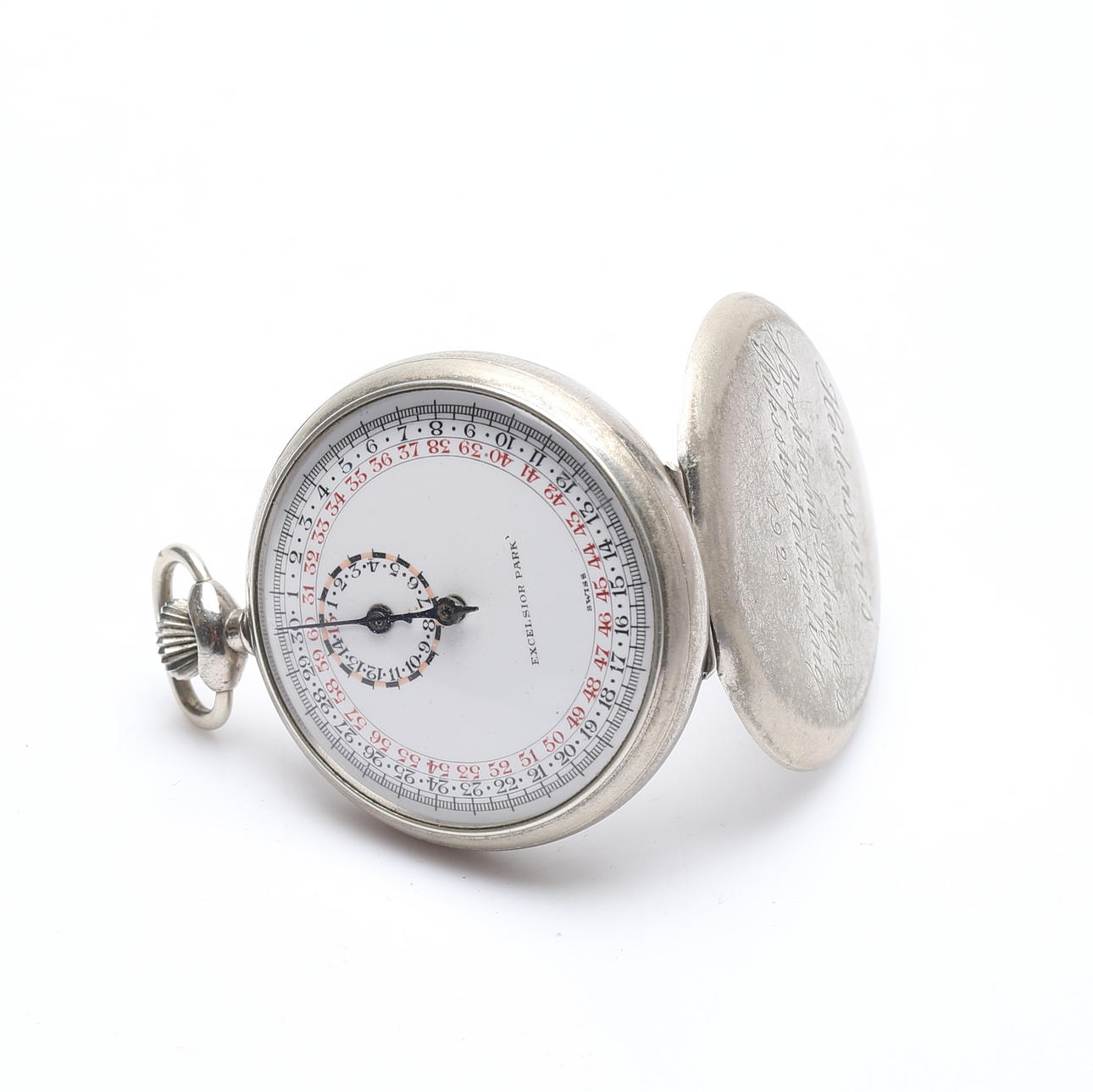 STOPWATCH, white metal, Excelsior park, 1920s.