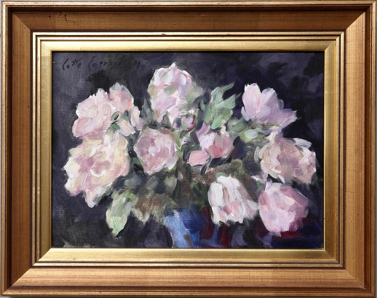 LOTTE LASERSTEIN. Blommotiv, Olja på pannå, signerad Lotte Laserstein.