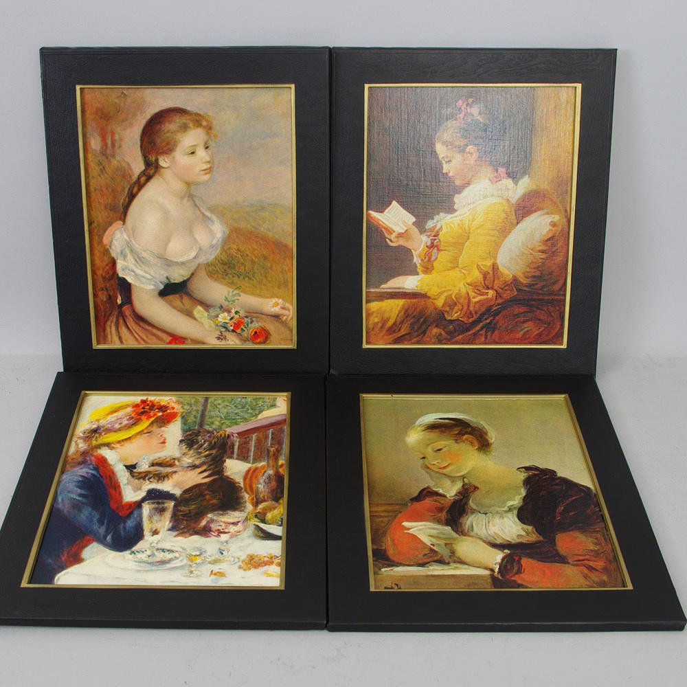 FRANSKA MODELLER, 4 stycken tryck efter Renoir och Fragonard.