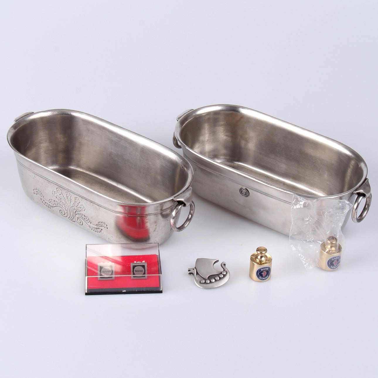 PARTI, med föremål märkta Saab samt Saab Scania, 6 delar.