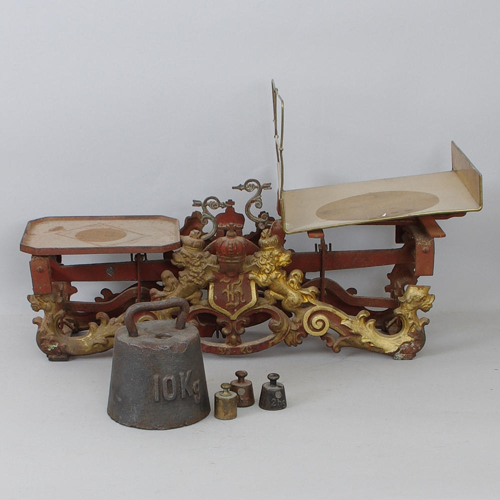 BALANSVÅG SAMT VIKTER, sekelskiftet 1800/1900.