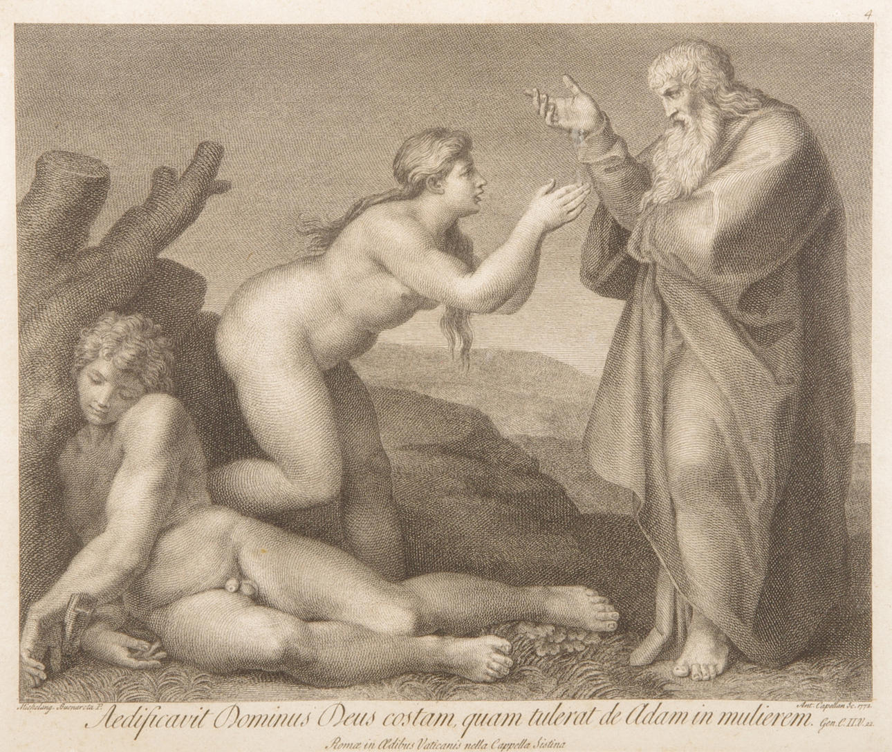 MICHELANGELO. EFTER. Cappelan 1772, kobberstik.