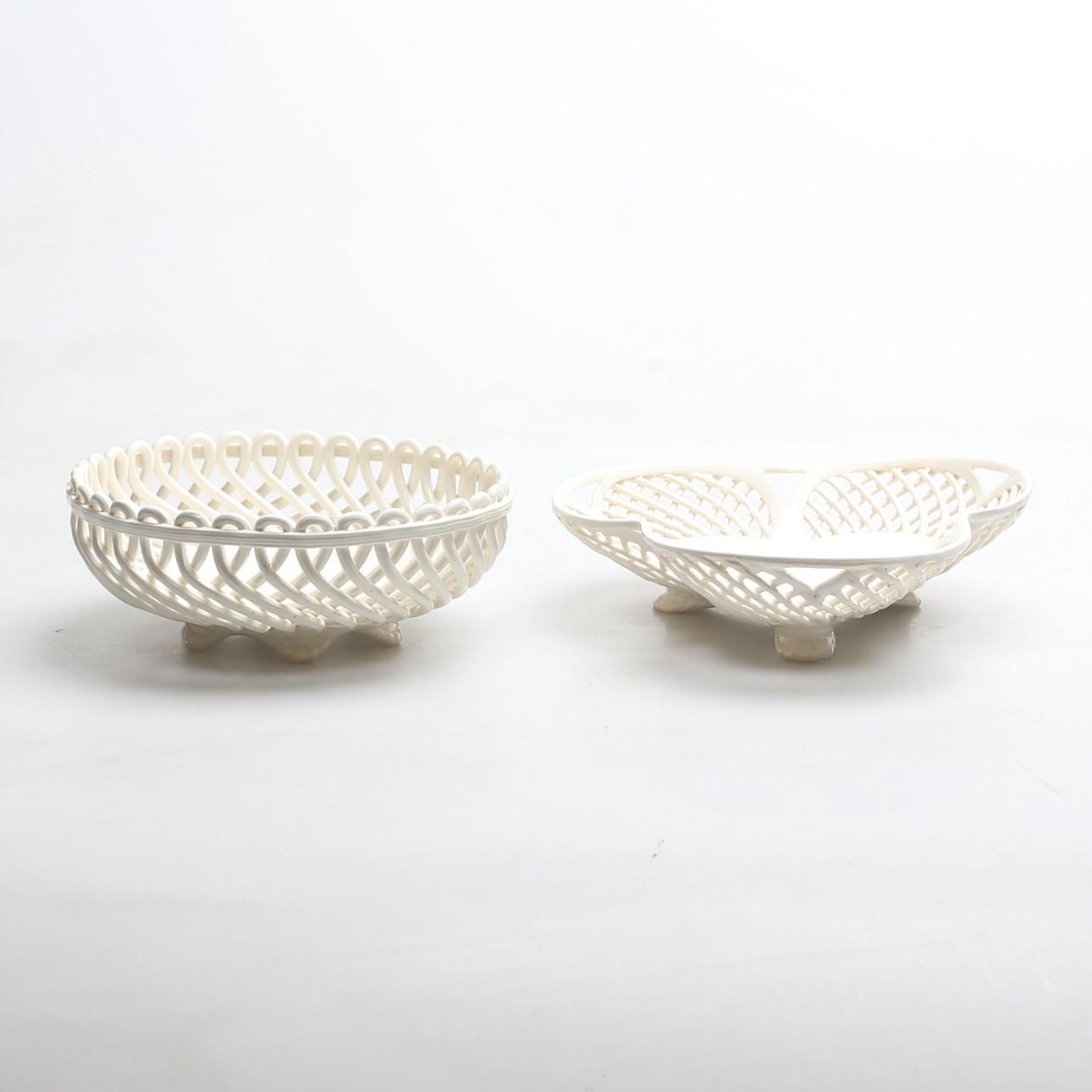 BOWL 2 pcs, porcelain, broken through, 1900s.